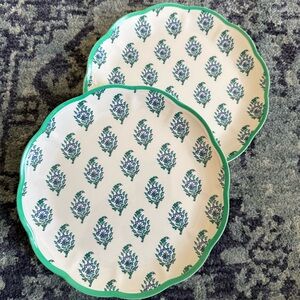 Roller Rabbit Target Bouquet Melamine Salad Plates Scalloped Preppy- Set of 2
